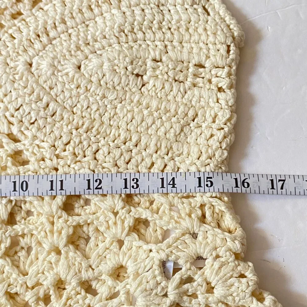 Zara Limited Edition Crochet Tank Top Womens Size Large Cream Acrylic Peplum NWT - Picture 13 of 14